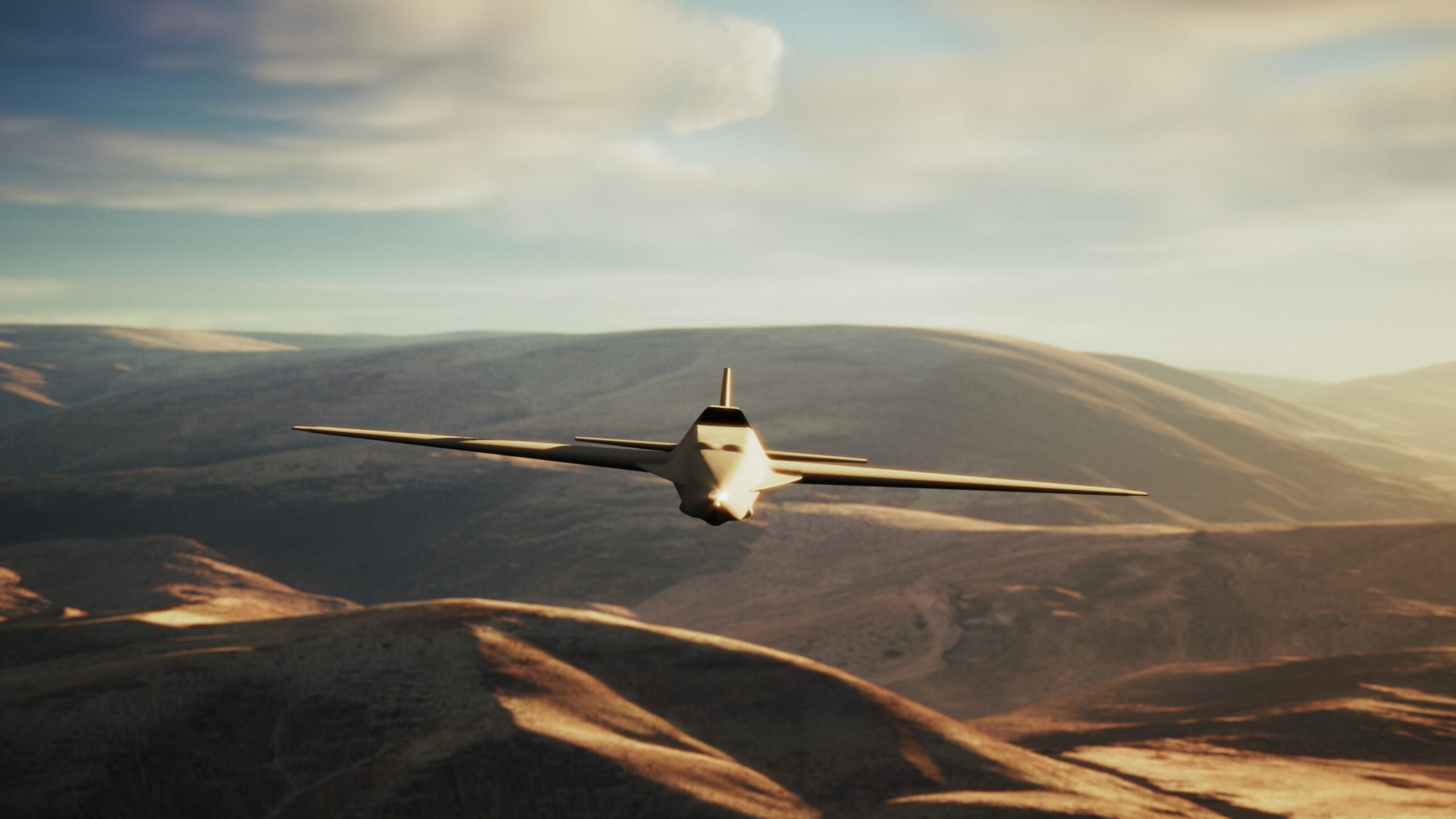 Unmanned aerial platform cruising over canyon terrain
